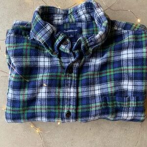 Croft & Barrow Men's Navy and Green Plaid Shirt